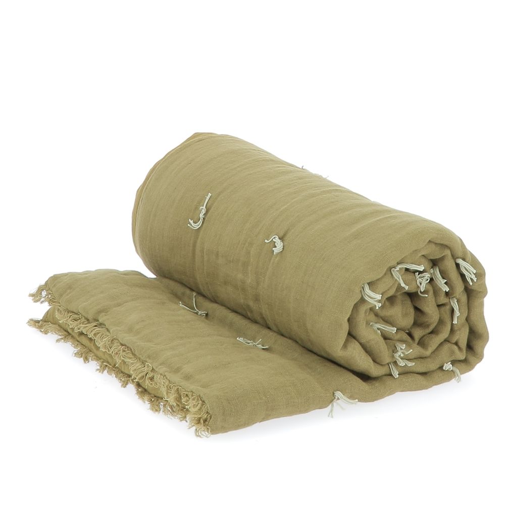 Throw blankets - Quilted Bed runner - Sofa cover double linen - EN FIL D'INDIENNE...