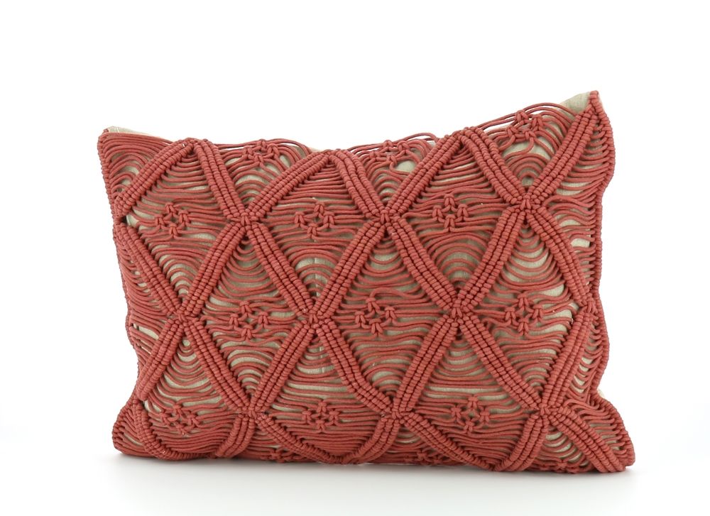 Coussins textile - Coussin en macramé déhoussable - EN FIL D'INDIENNE...