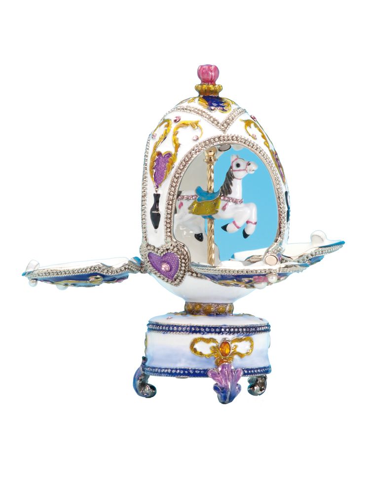 Cadeaux - Oeuf décoratif bleuet et lilas - LE MONDE DE LA BOÎTE À MUSIQUE