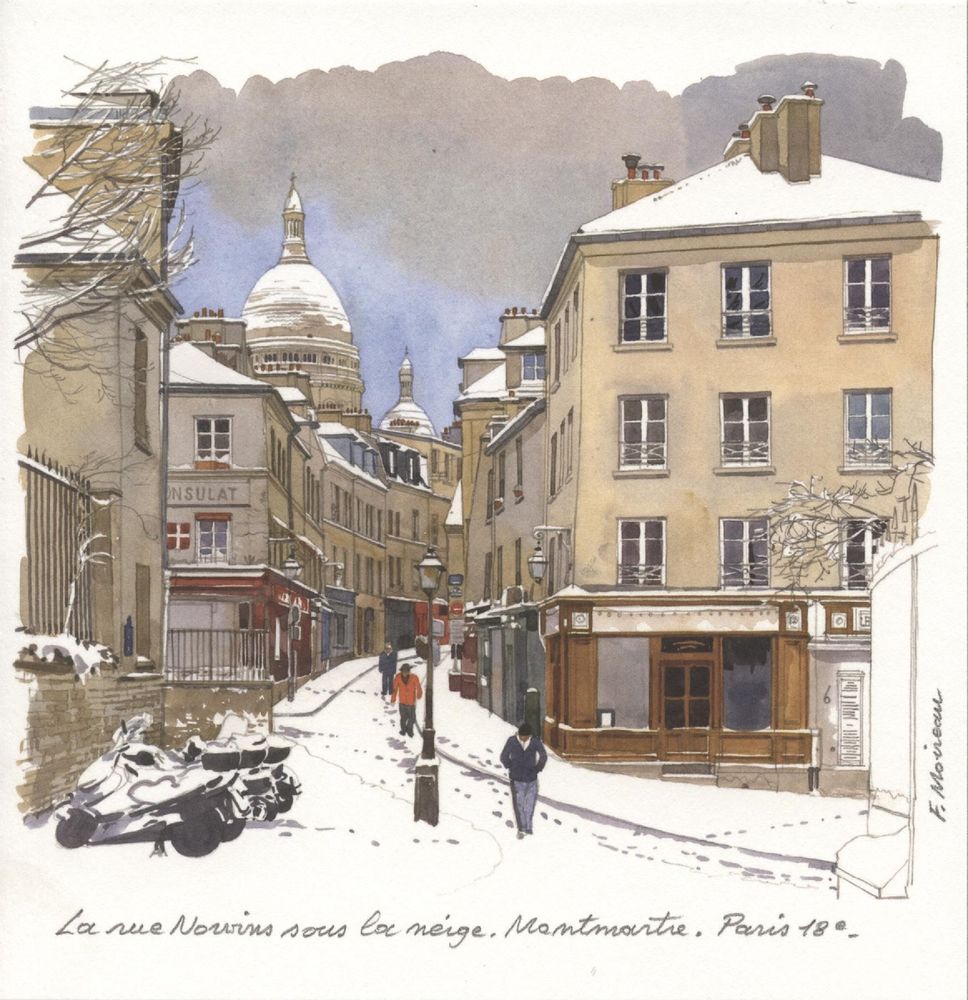 Papeterie - CARTE DOUBLE AQUARELLE DE FABRICE MOIREAU DE FIN D'ANNEE - PHENICIA