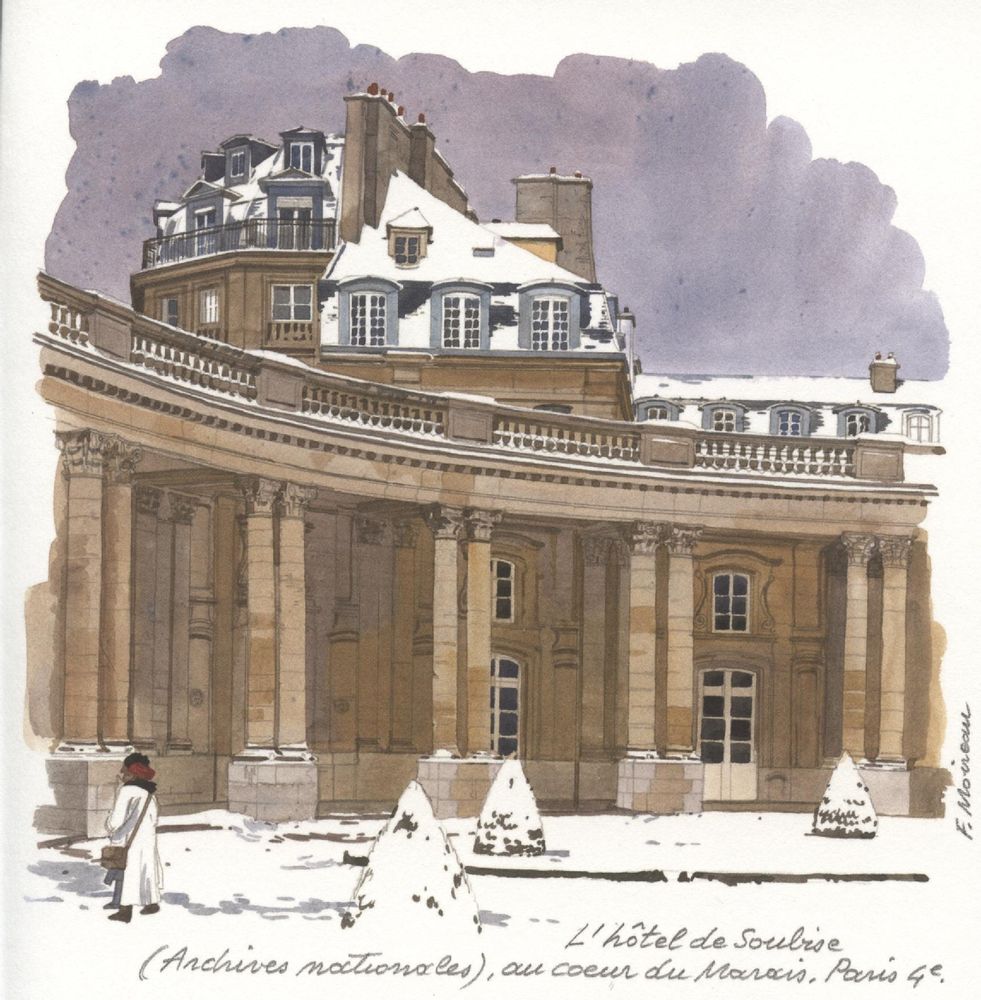 Papeterie - CARTE DOUBLE AQUARELLE DE FABRICE MOIREAU DE FIN D'ANNEE - PHENICIA