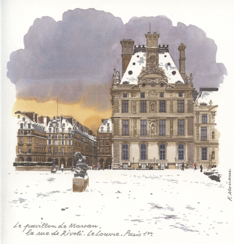 Papeterie - CARTE DOUBLE AQUARELLE DE FABRICE MOIREAU DE FIN D'ANNEE - PHENICIA