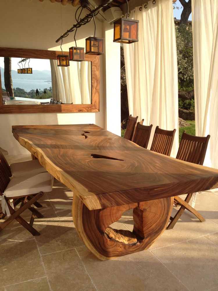 Dining Tables - WOOD | Tree slab tables of suar wood - XYLEIA PETRIFIED WOOD