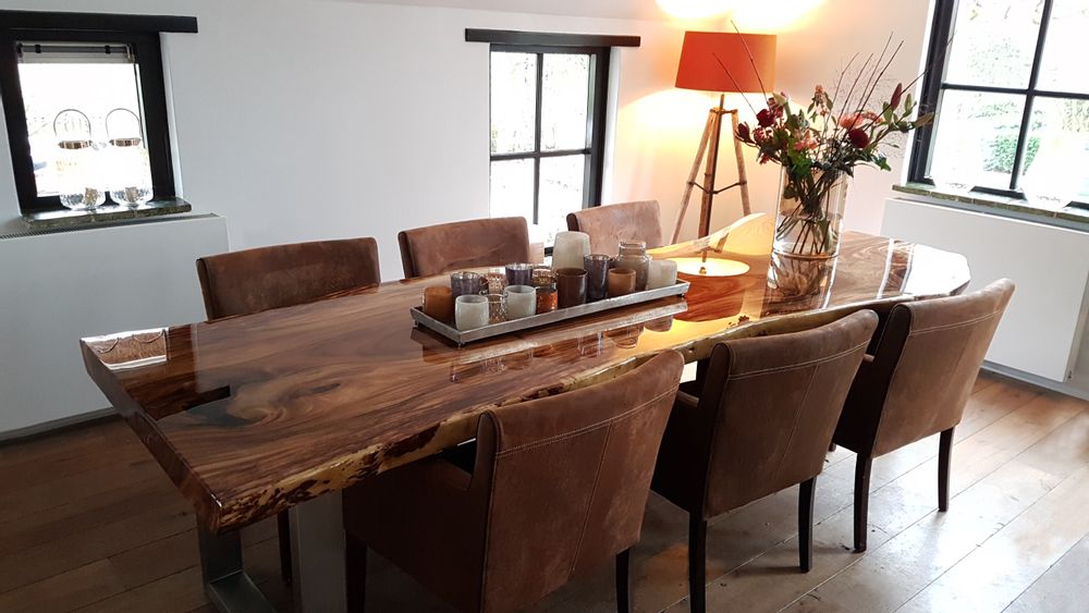 Dining Tables - WOOD | Tree slab tables of suar wood - XYLEIA PETRIFIED WOOD