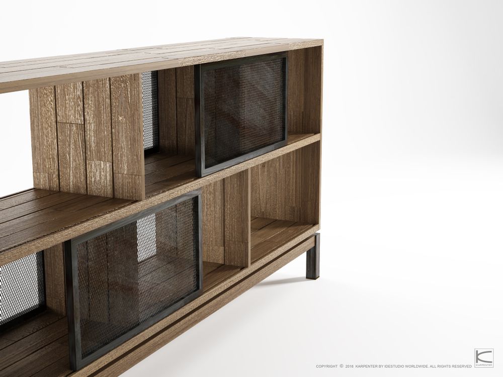 Buffets - Color Bebop Sideboard 4 Sliding Doors 6 Compartments - KARPENTER