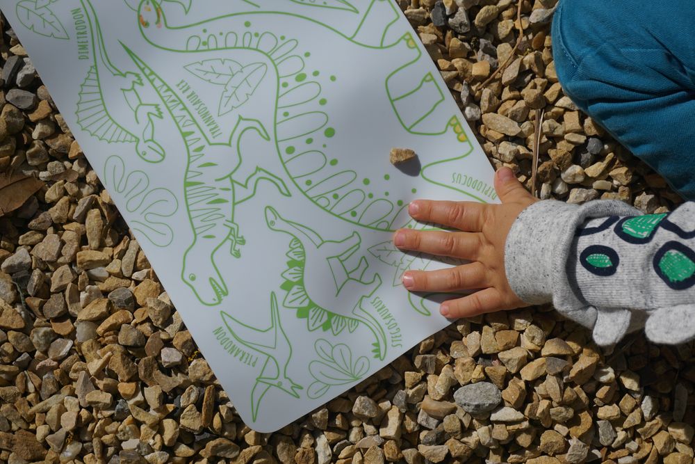 Sets de table - Silicone Mini Playmat - DINO reversible avec 4 feutres effaçables inclus - SUPERPETIT