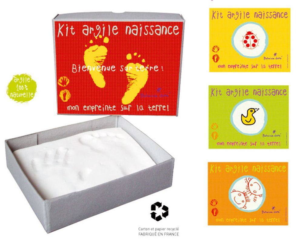 Cadeaux - KIT EMPREINTE ARGILE NAISSANCE FAIT MAIN : mon empreinte sur la terre. - PATRICIA DORÉ