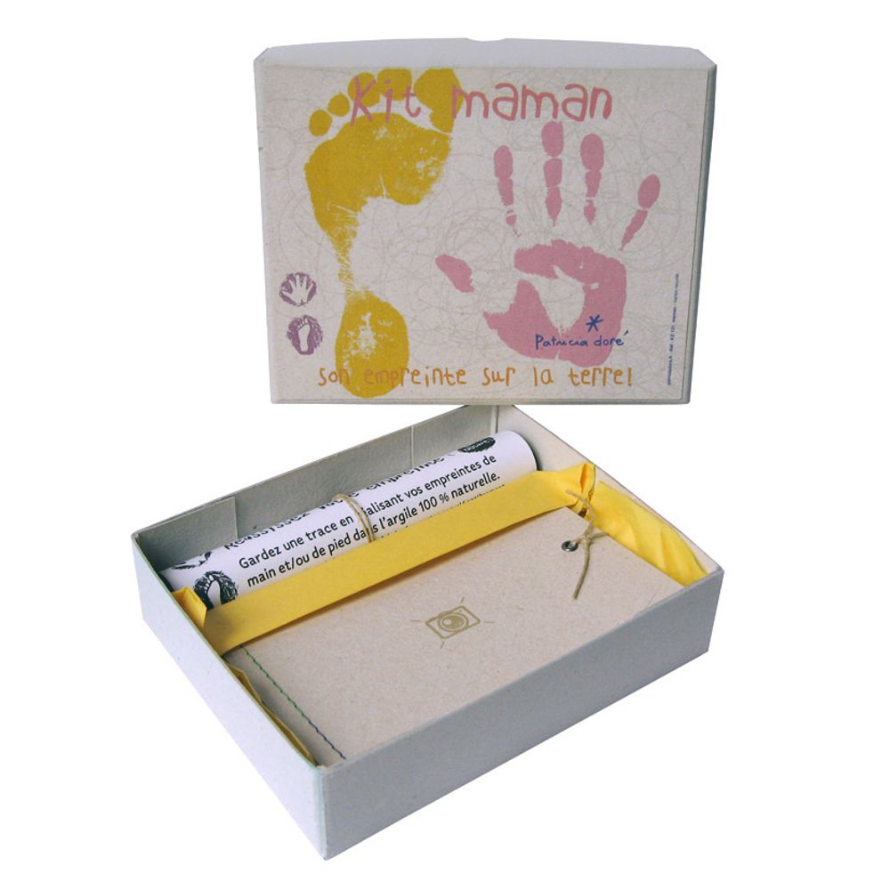 Cadeaux - KIT EMPREINTE ARGILE MAMAN FAIT MAIN : son empreinte sur la terre ! - PATRICIA DORÉ