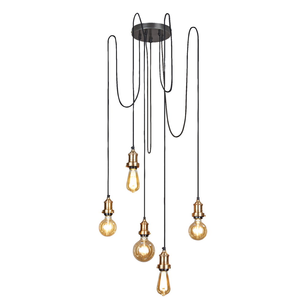 Hanging lights - Brooklyn 5 Wire Pendant - Brass - INDUSTVILLE