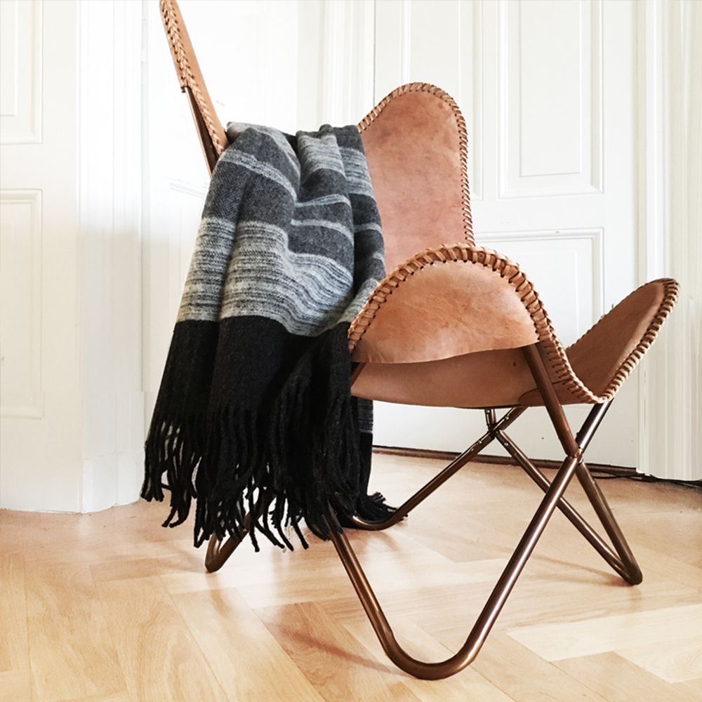 Chairs - Leather butterfly chair, rattan lounge chair - MALAGOON