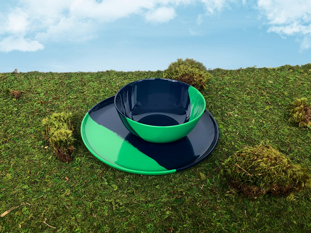 Assiettes au quotidien - ½ & ½ Green / Navy Bowl - Set of 4 - THOMAS FUCHS CREATIVE