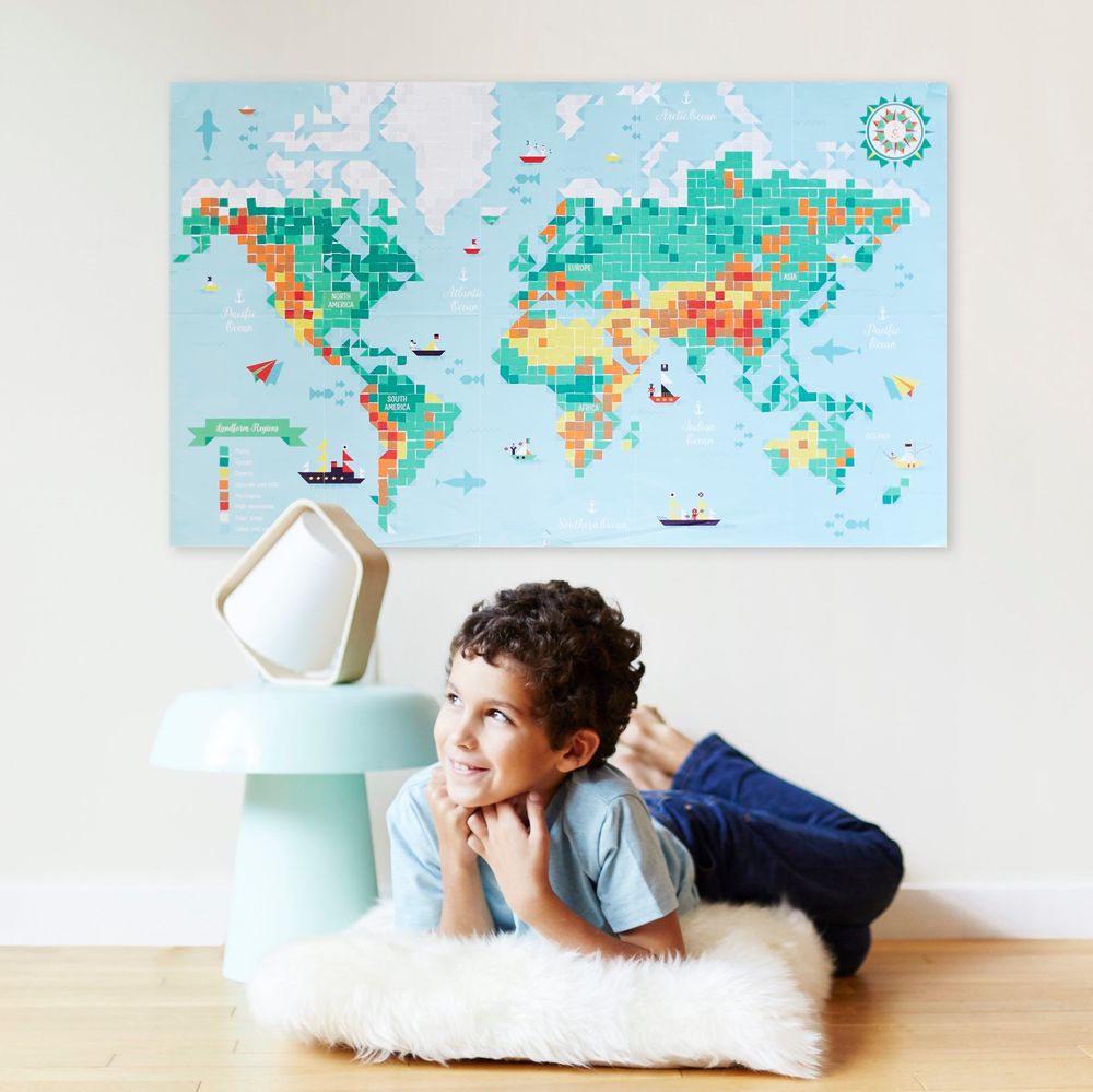 Children's games - Creative poster + 1600 Stickers - WORLD MAP - POPPIK - BAYARD JEUNESSE