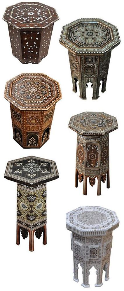 Unique pieces - Inlaid Tables - SideTable, End Table, Moroccan, Syrian, Egyptian, Turkish - E KENOZ