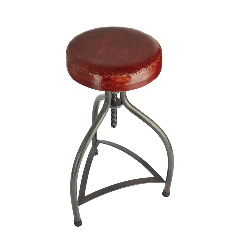 Tabourets - Cooper Leather & Metal Adjustable Bar Stool - 34 Inch - INDUSTVILLE