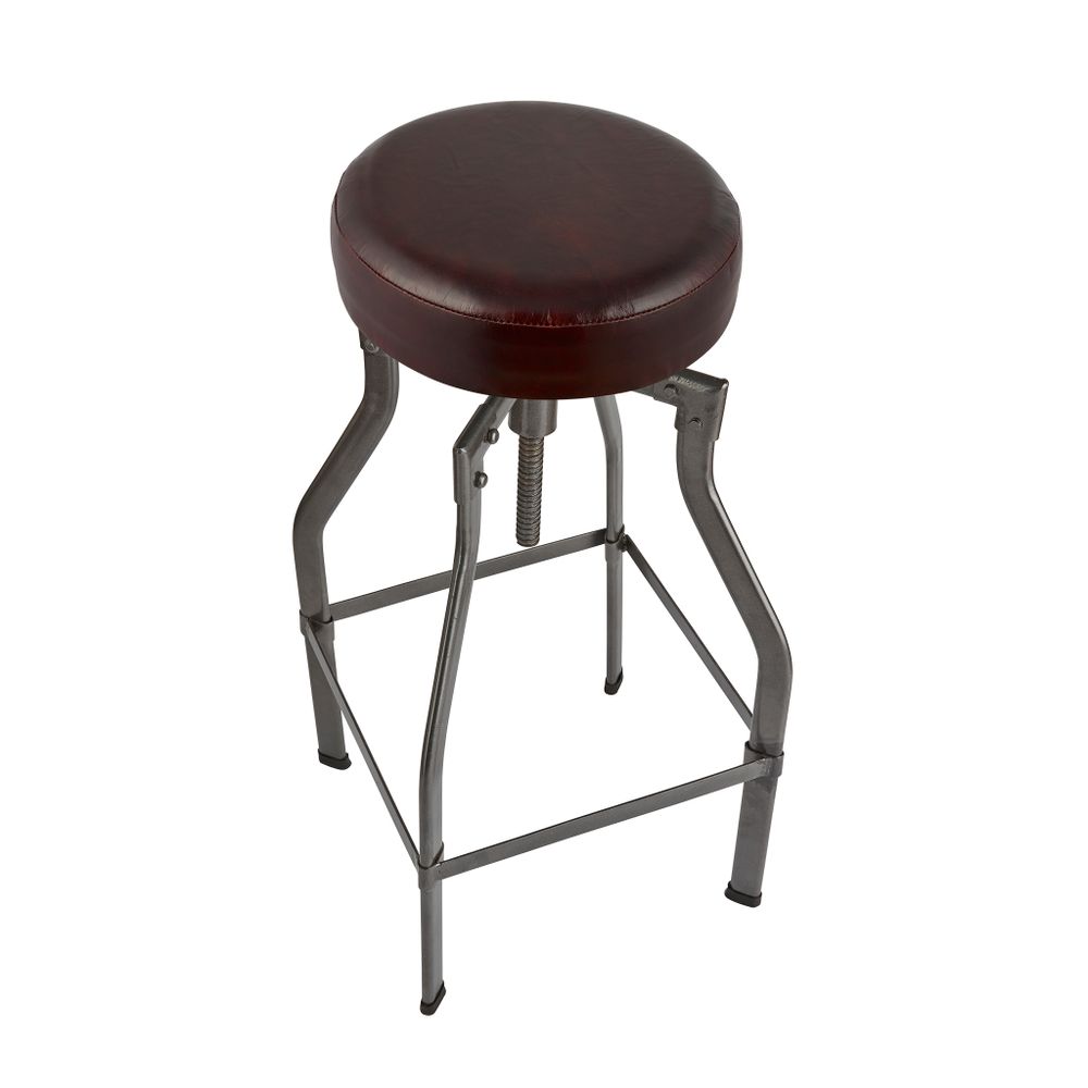 Tabourets - Turner Leather & Metal Adjustable Bar Stool - 35 Inch - INDUSTVILLE