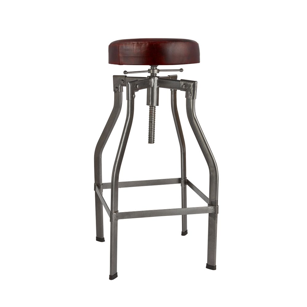 Tabourets - Turner Leather & Metal Adjustable Bar Stool - 35 Inch - INDUSTVILLE