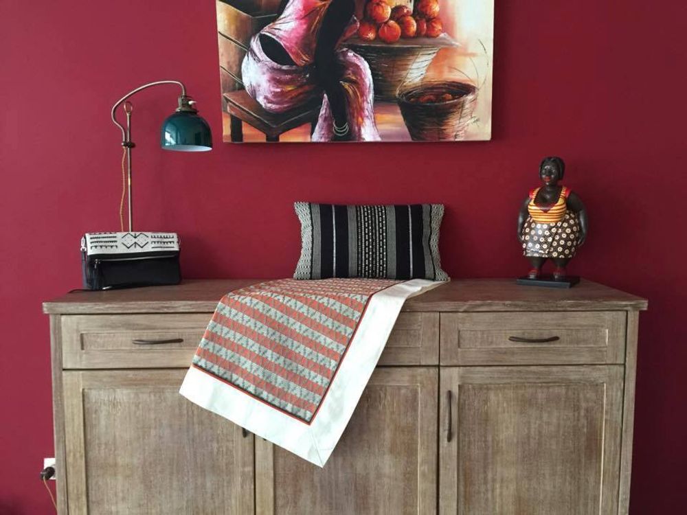 Linge de lit - Ensemble coussin et plaid Fleur d’oranger - TISSERAND DAKAR