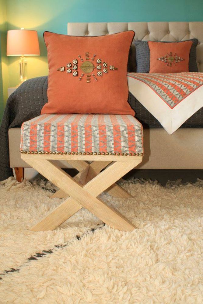 Linge de lit - Ensemble coussin et plaid Fleur d’oranger - TISSERAND DAKAR