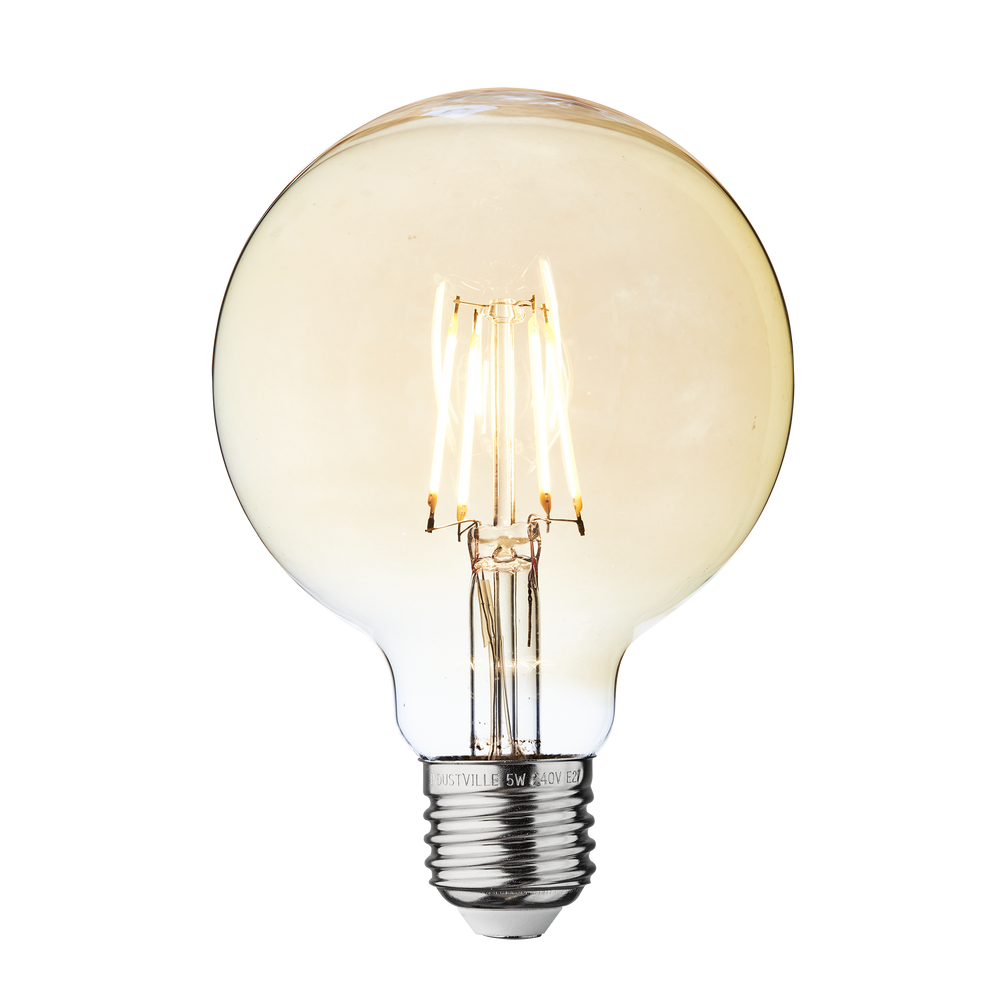 Lightbulbs for indoor lighting - Vintage LED Edison Bulb Old Filament Lamp - 5W E27 Small Globe G95 - INDUSTVILLE