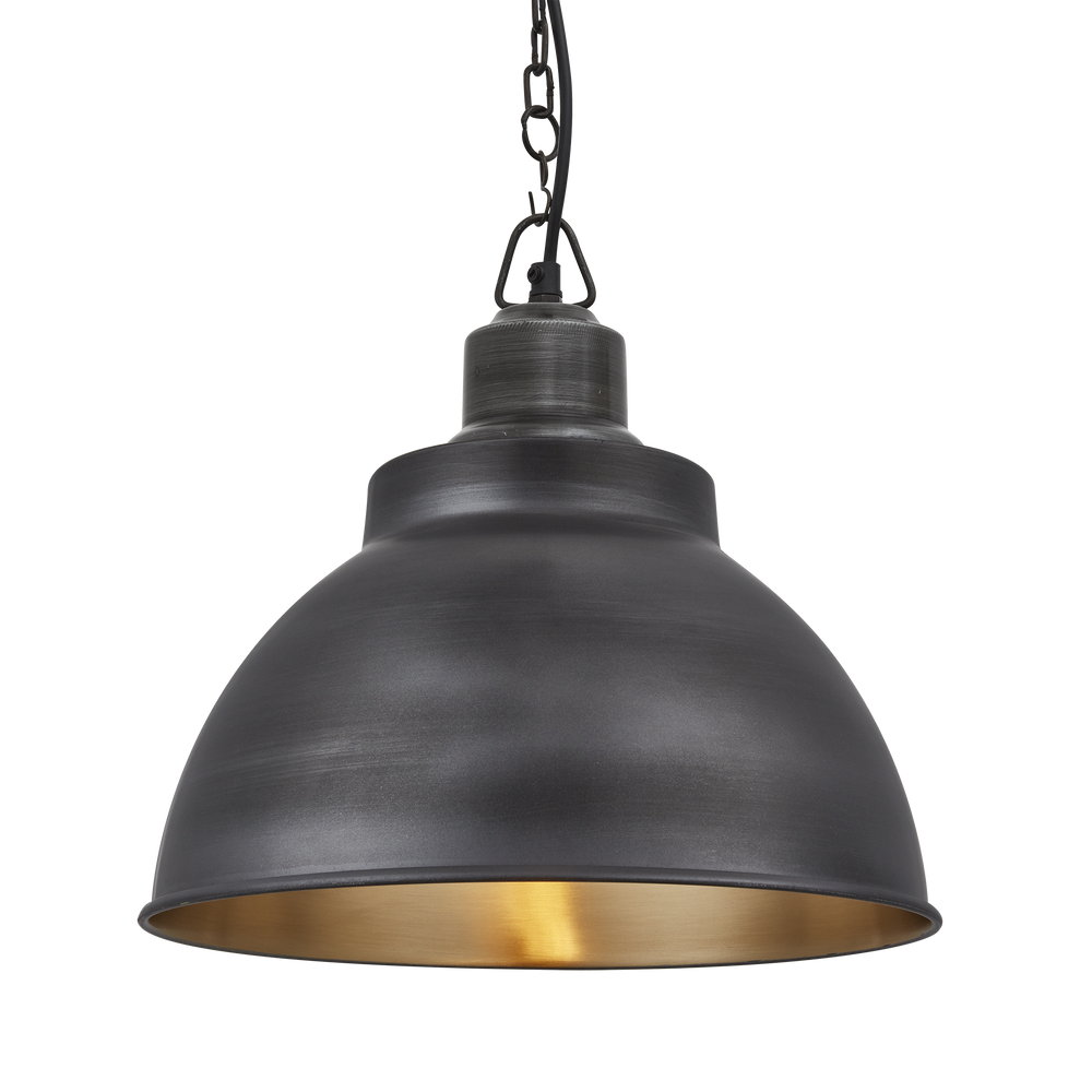 Suspensions - Brooklyn Dome Pendant - 13 Inch - Pewter & Brass - INDUSTVILLE