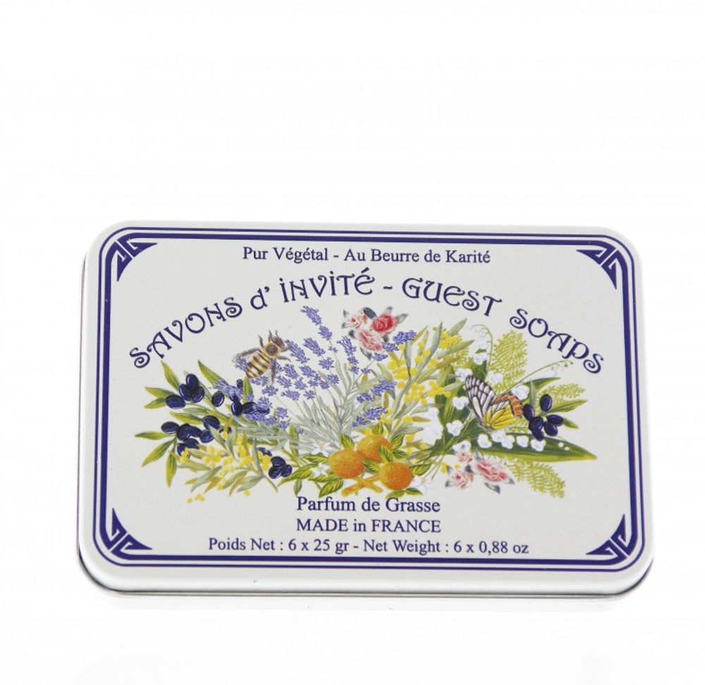 Savons - Boîte Métal Savon Invité 6x25g GRASSE - LE BLANC