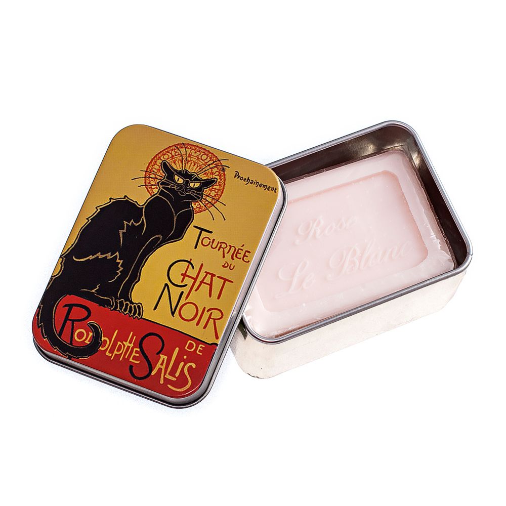 Soaps - Tin Box 100g Soap CHAT NOIR Rose Théophile Alexandre Steinlen (1859 – 1923) - LE BLANC