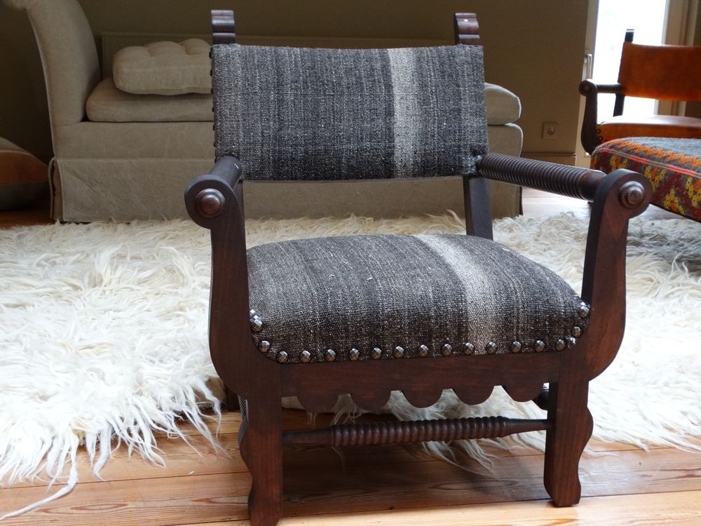 Armchairs - Colette chair with old kilim - DU LONG ET DU LE