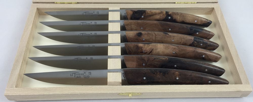 Couteaux - Coffret de 6 couteaux de table LE THIERS par LOCAU en cep de vigne - COUTELLERIE LOCAU