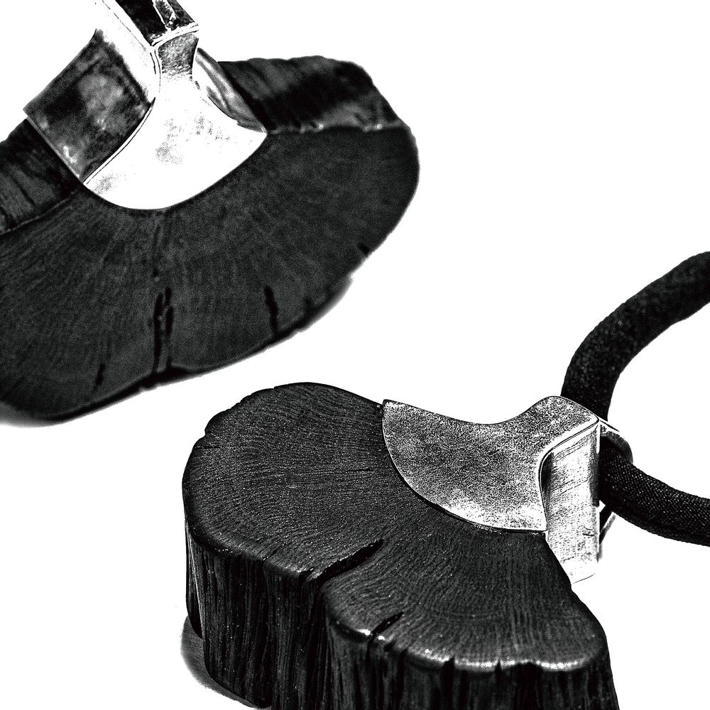 Jewelry - GIN-KIMONO-GINKO long necklace - CHARCOAL ESKIMEÏT