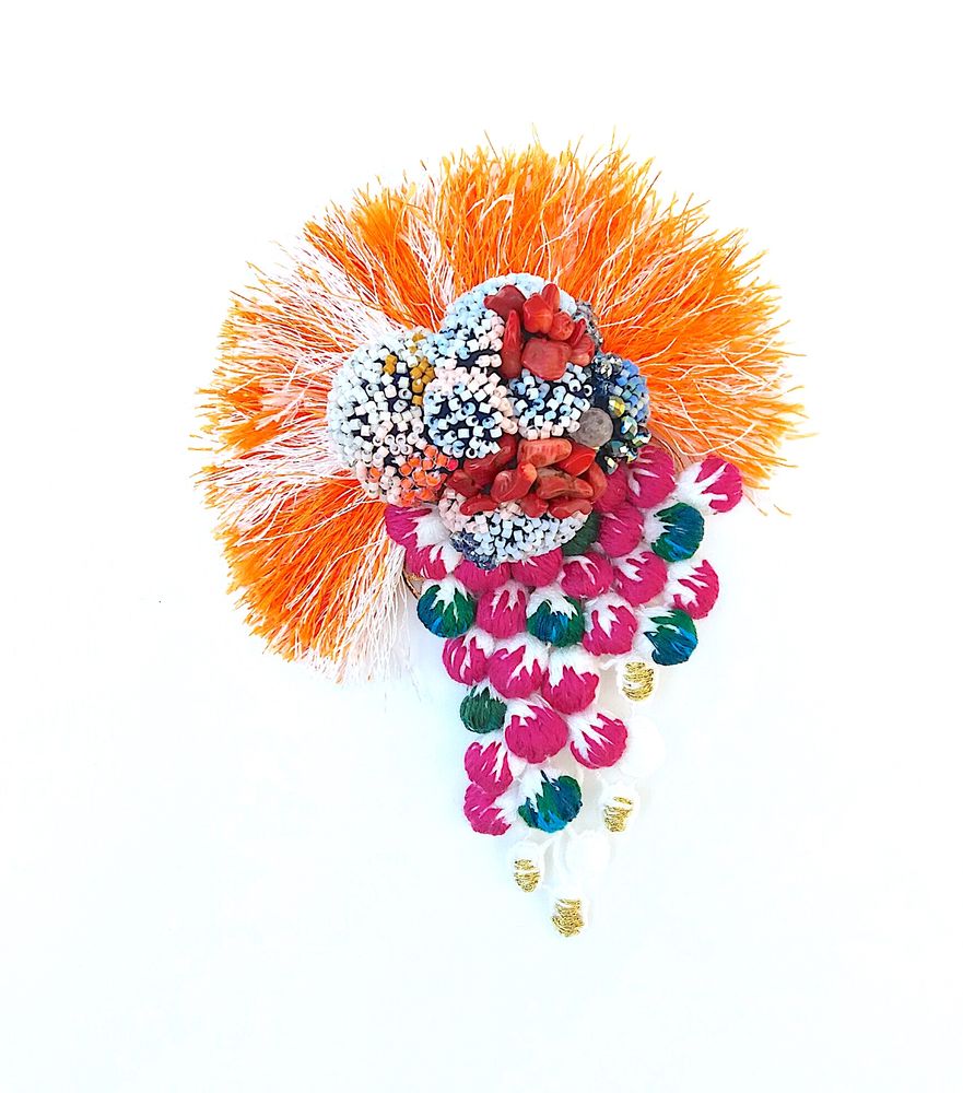 Autres décorations murales - Broche La chrysalide du Geai Bleu - KANAE BRIANDET