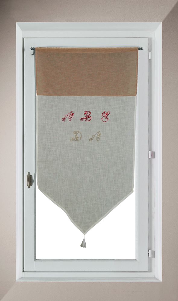 Rideaux et voilages - Vitrage Brodé « Abécédaire » - IPC DECO DELL'ARTE