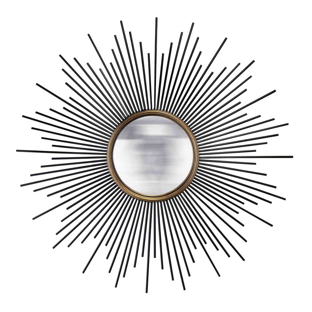 Miroirs - MIROIR SOLEIL NOIR/DORE CONVEXE METAL 93X93CM - EMDE