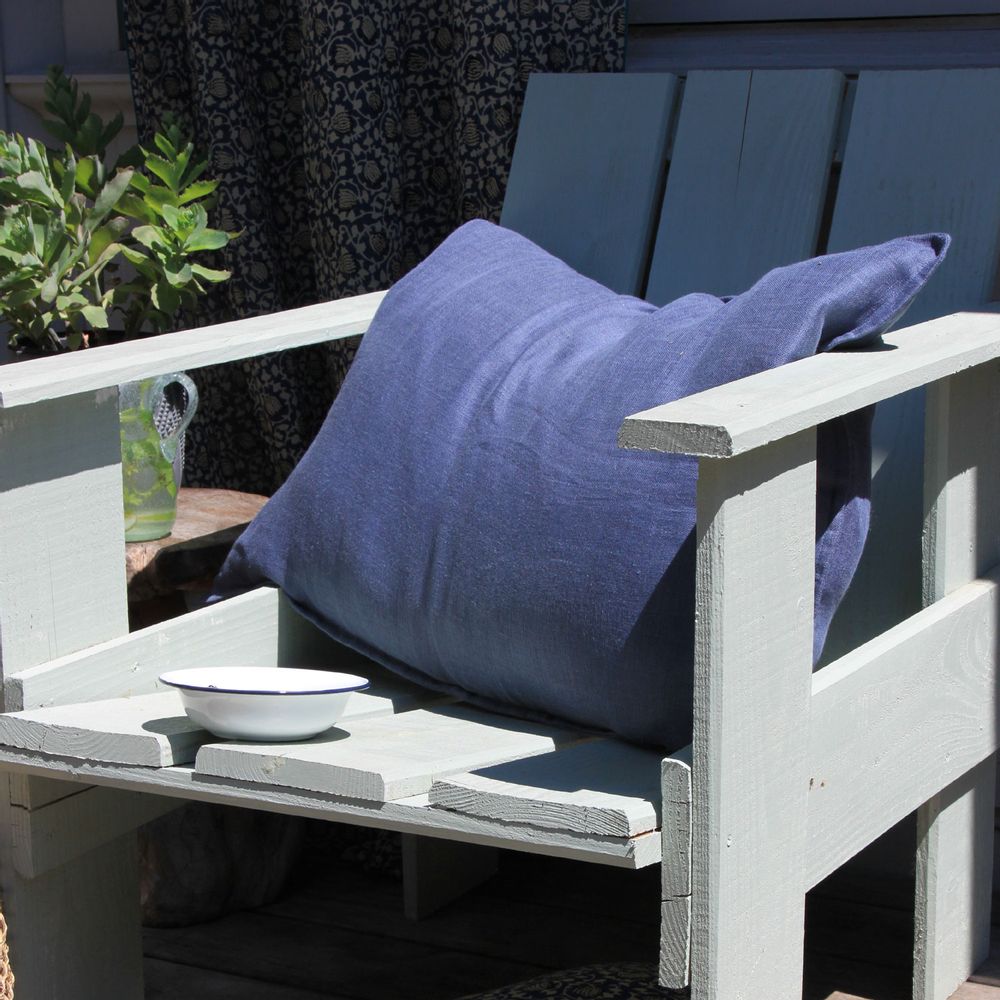 Fabric cushions - Big Cushion in Washed Linen with Double Linen 50x75 cm - EN FIL D'INDIENNE...