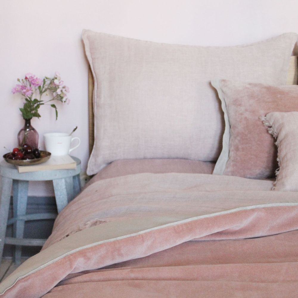 Fabric cushions - Big Cushion in Washed Linen with Double Linen 50x75 cm - EN FIL D'INDIENNE...