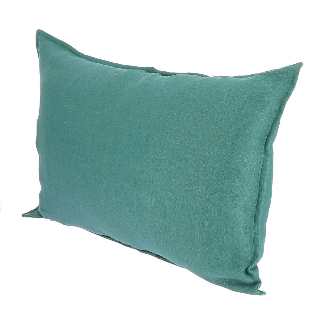Fabric cushions - Big Cushion in Washed Linen with Double Linen 50x75 cm - EN FIL D'INDIENNE...
