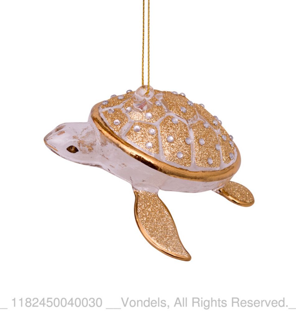 Christmas garlands and baubles - ORNAMENT GLASS GOLD/DIAMONDS TURTLE 4CM - VONDELS AMSTERDAM