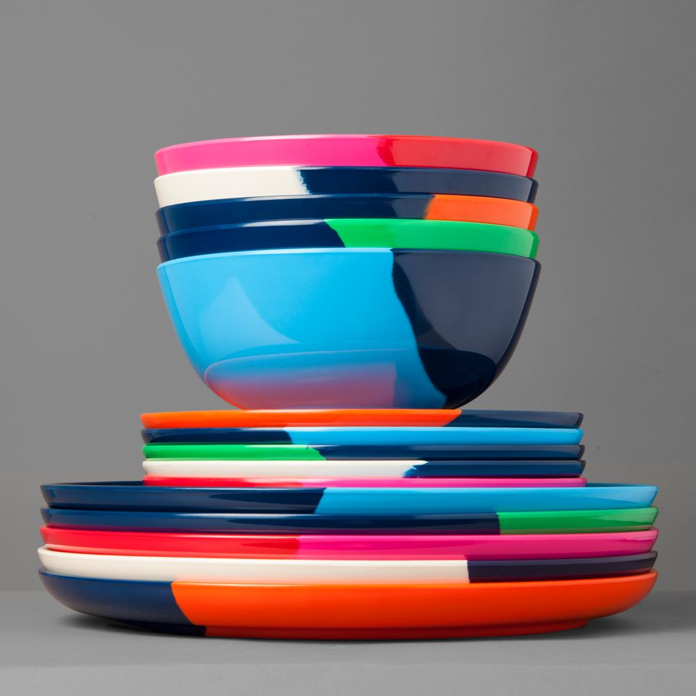 Everyday plates - ½ & ½ Melamine Light Blue / Navy Blue Dinner Plate - THOMAS FUCHS CREATIVE