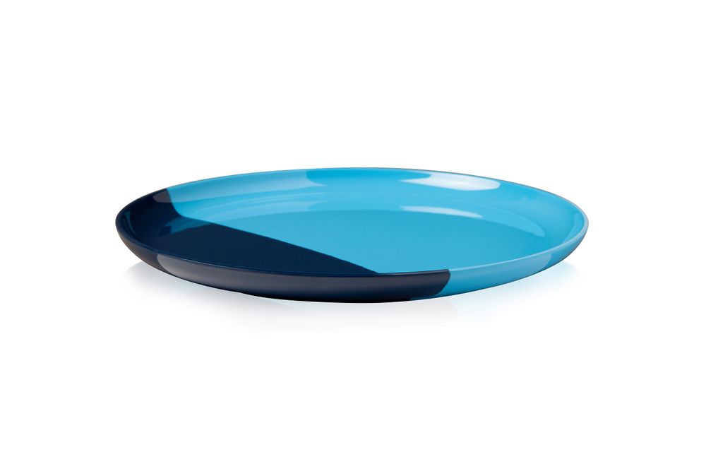 Everyday plates - ½ & ½ Melamine Light Blue / Navy Blue Dinner Plate - THOMAS FUCHS CREATIVE