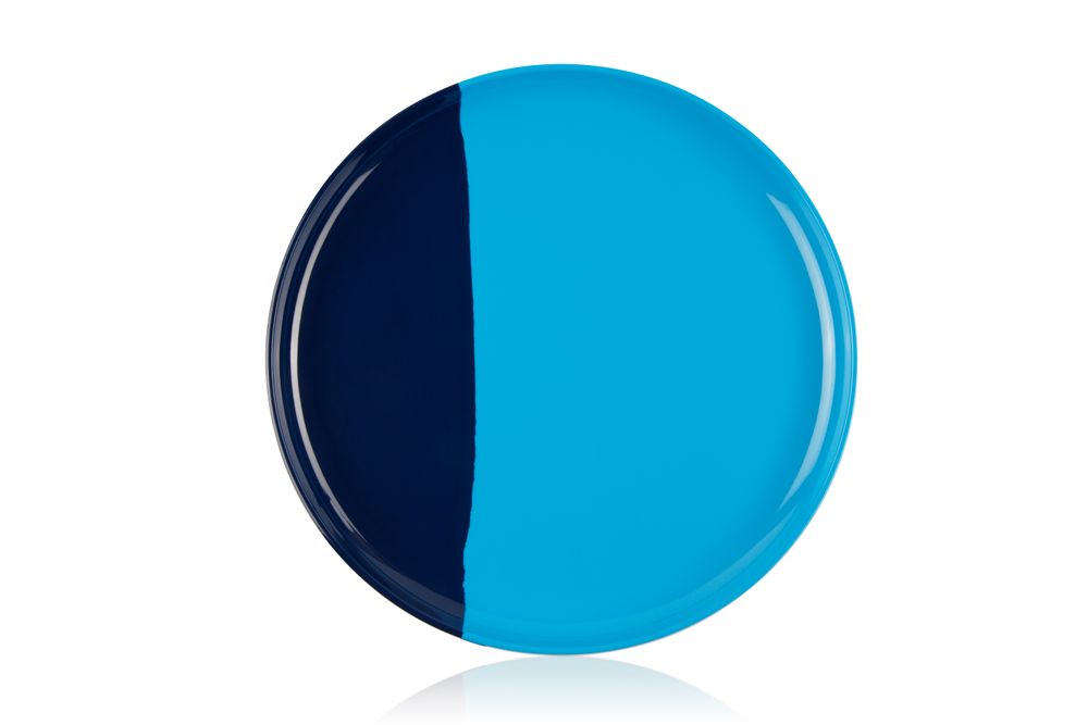 Everyday plates - ½ & ½ Melamine Light Blue / Navy Blue Dinner Plate - THOMAS FUCHS CREATIVE