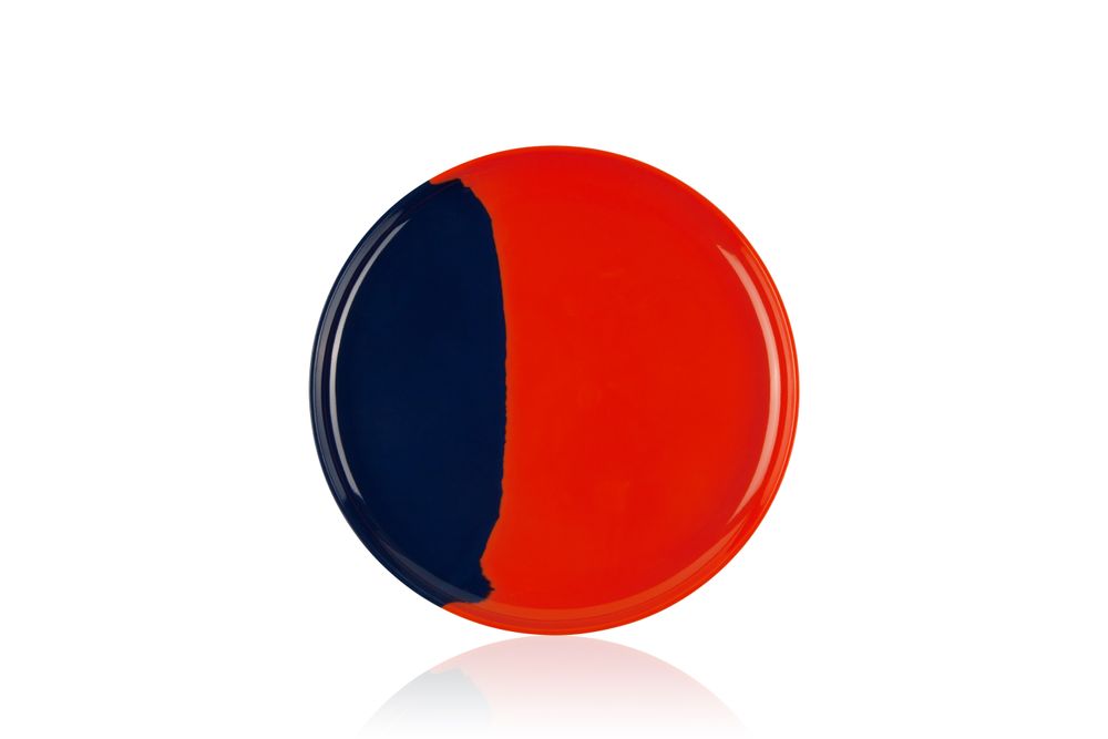 Assiettes au quotidien - ½ & ½ Melamine Orange / Navy Blue Side Plate - Set of 4 - THOMAS FUCHS CREATIVE