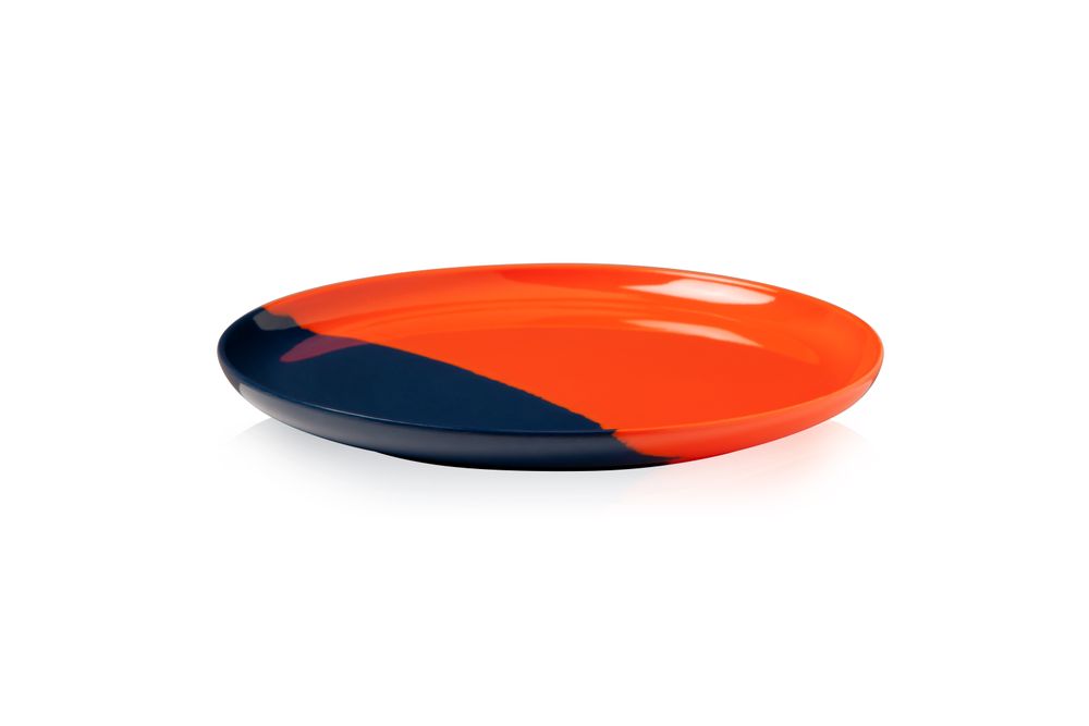 Assiettes au quotidien - ½ & ½ Melamine Orange / Navy Blue Side Plate - Set of 4 - THOMAS FUCHS CREATIVE
