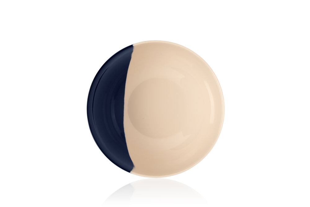 Assiettes au quotidien - ½ & ½ Melamine Ivory / Navy Blue Bowl - Set of 4 - THOMAS FUCHS CREATIVE