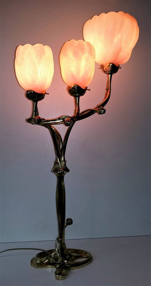 Verre d'art - Lampes style Gallé en verre gravé, Art Nouveau - TIEF