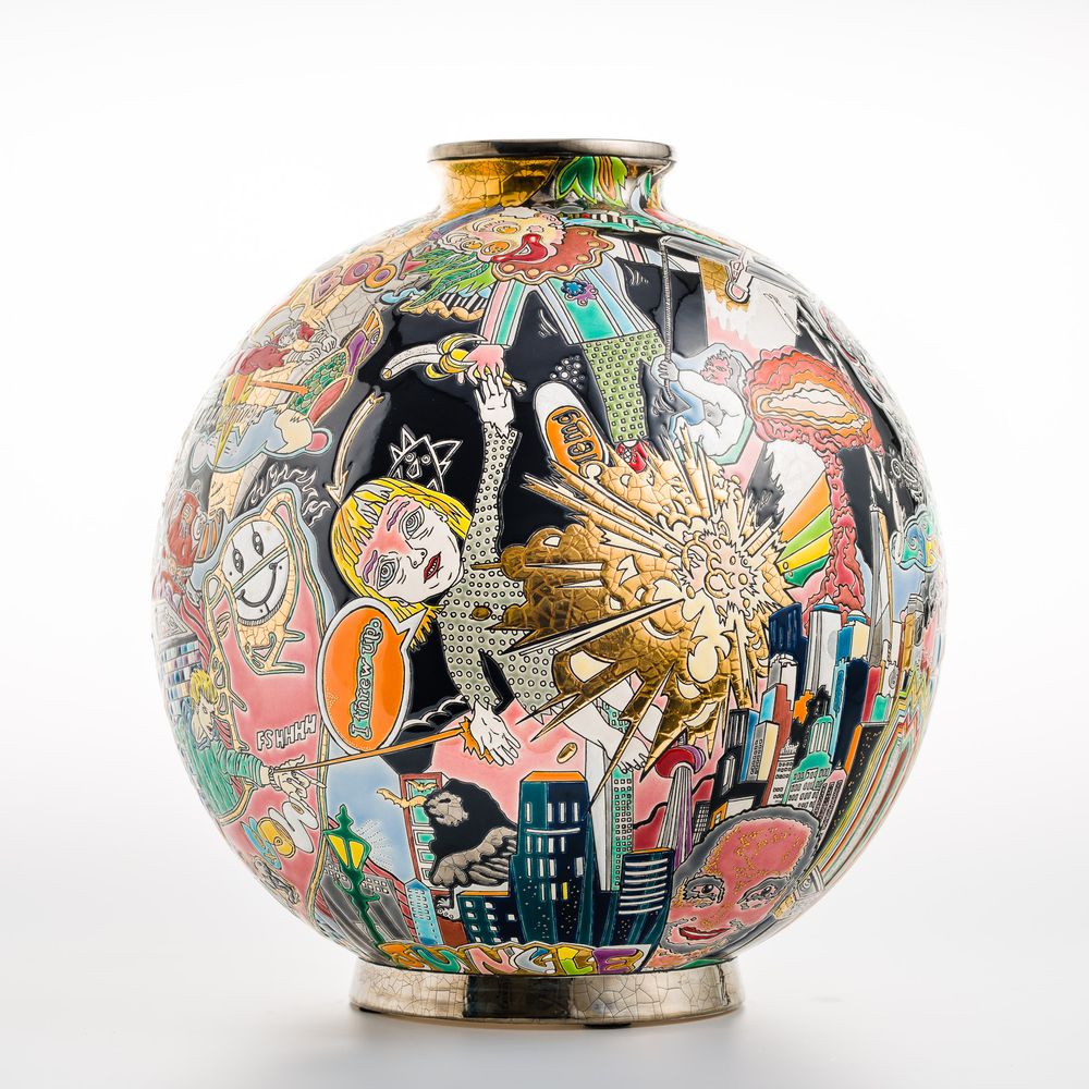 Unique pieces - NEW WORLD Ball Vase - MANUFACTURE DES EMAUX DE LONGWY 1798