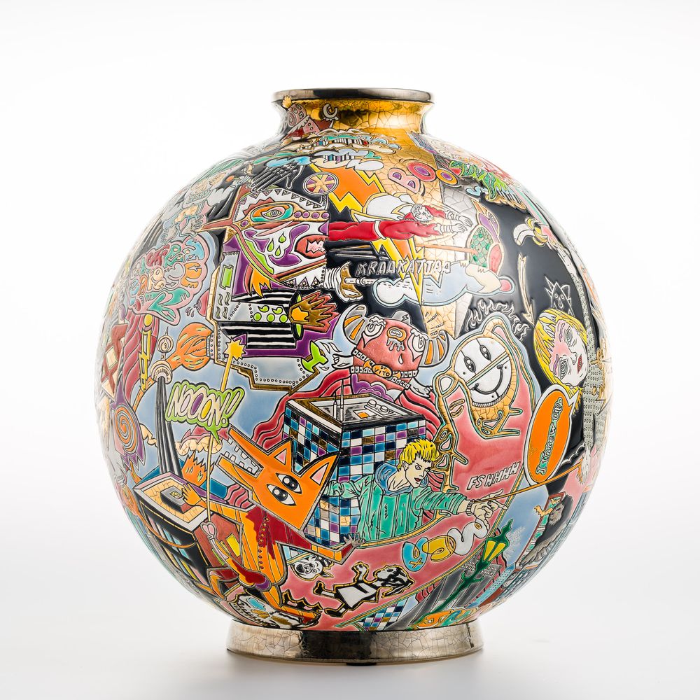 Unique pieces - NEW WORLD Ball Vase - MANUFACTURE DES EMAUX DE LONGWY 1798