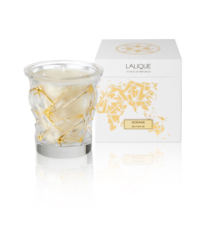 Objets de décoration - OCÉANS ÉDITION OR - BOUGIE PARFUMÉE CRISTAL - LALIQUE VOYAGE DE PARFUMEUR