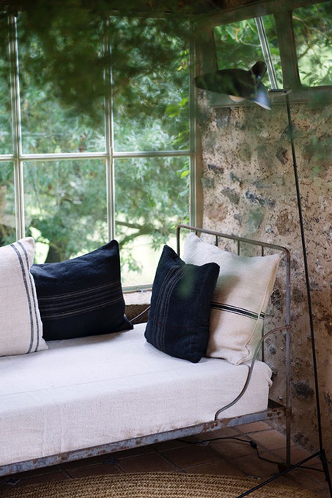 Fabric cushions - Hand Painted Linen  Pillow - GOVOU FABRICS