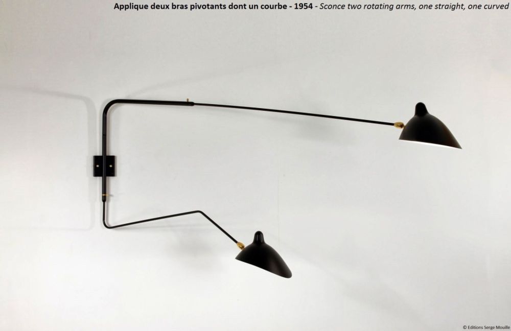 Wall lamps - 2 ROTATING ARM : TWO STRAIGHT AND CURVED ARM WALL - EDITIONS SERGE MOUILLE