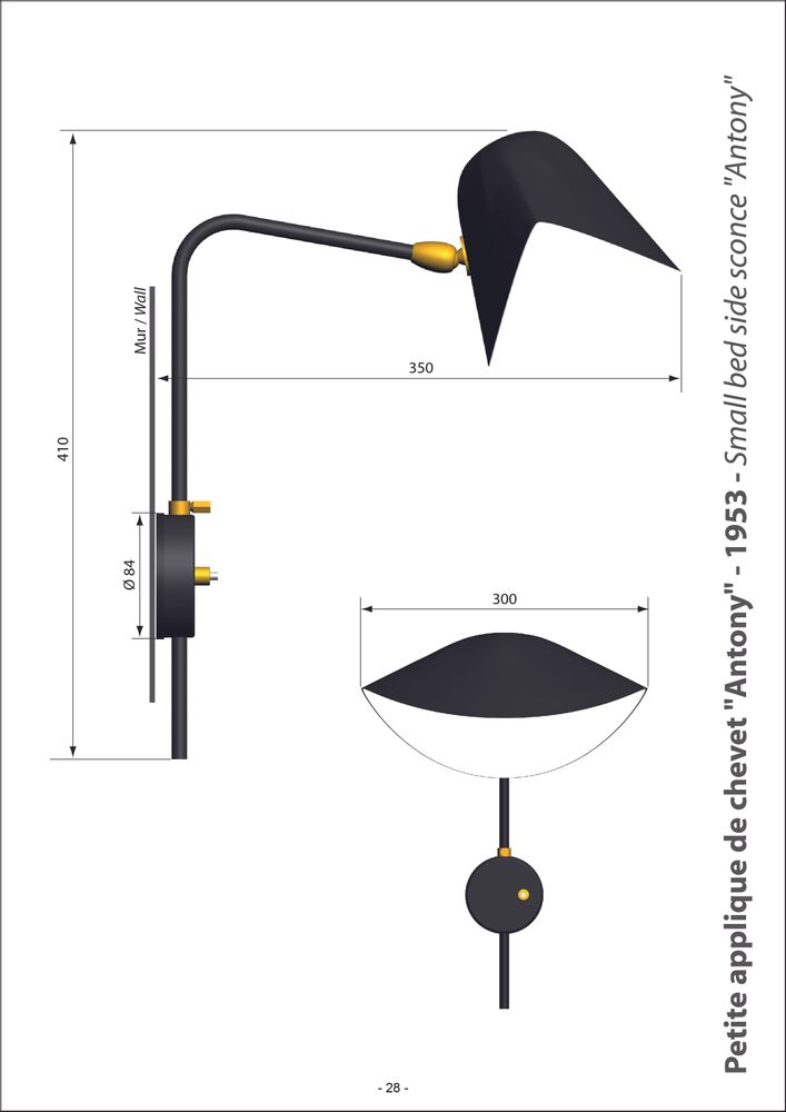 Wall lamps - BEDSIDE LAMP “ANTONY” - EDITIONS SERGE MOUILLE