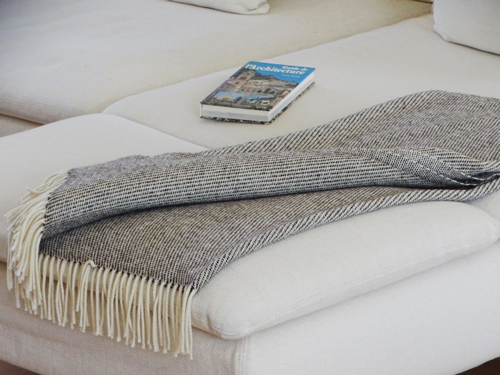 Plaids - PLAID LAINE NATURELLE Finition Point de Cheval - MIDIPY